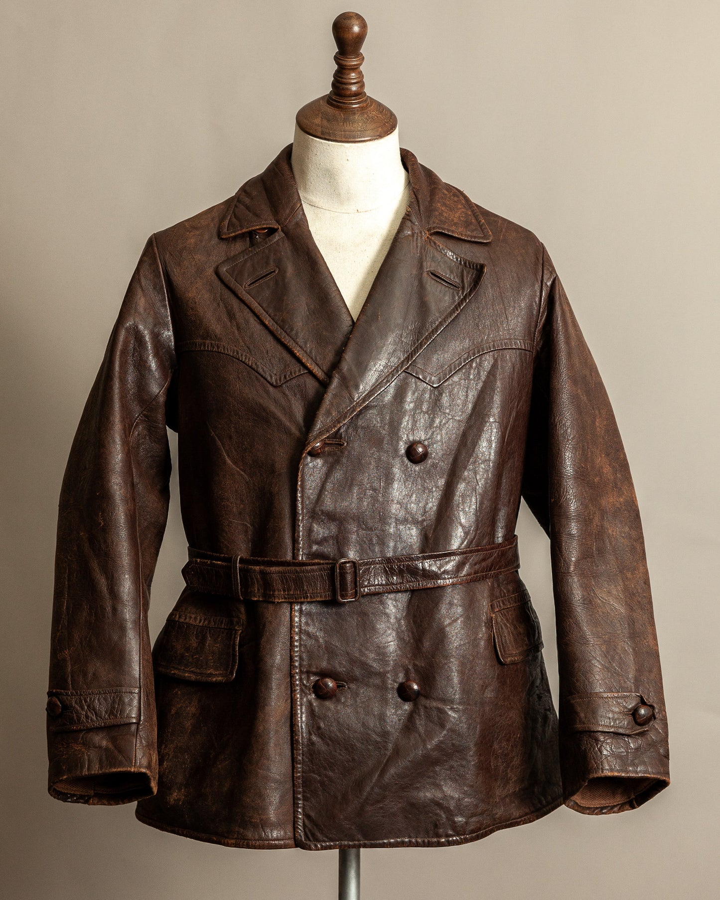 1930s French Horsehide Leather Trench Coat - Medium (42)