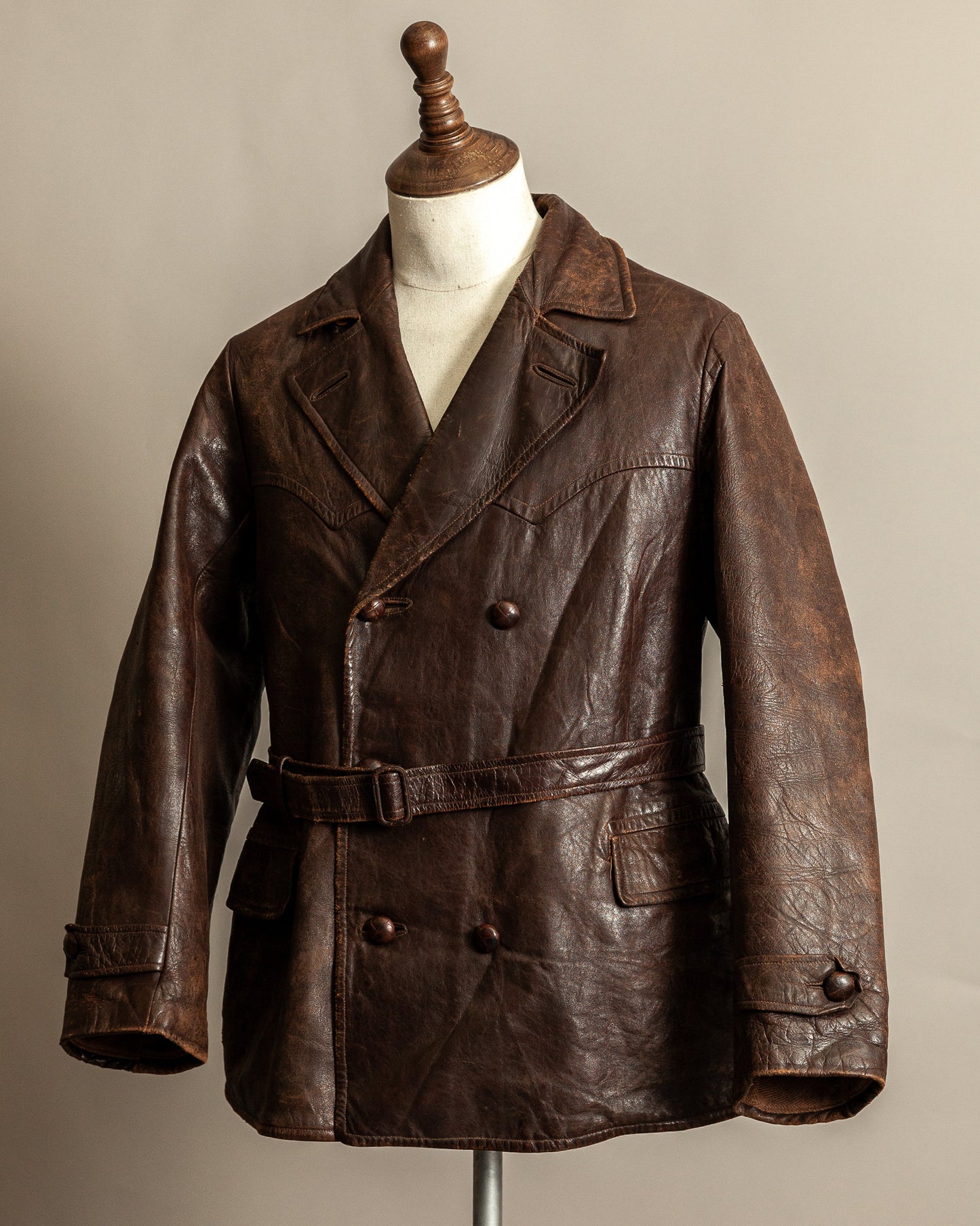 1930s French Horsehide Leather Trench Coat - Medium (42)