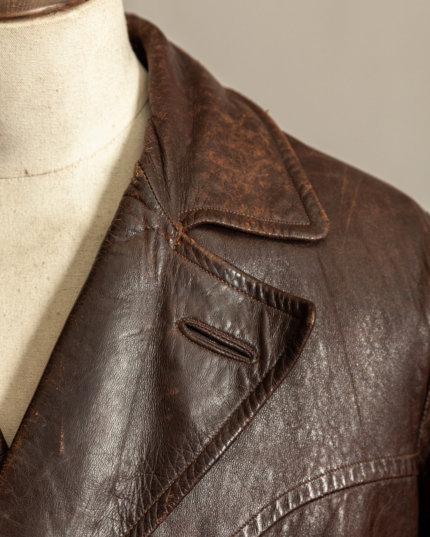 1930s French Horsehide Leather Trench Coat - Medium (42)