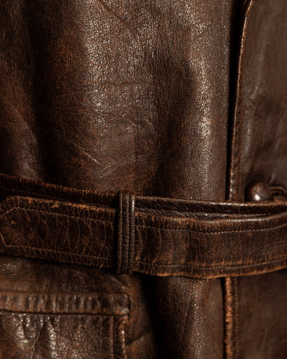 1930s French Horsehide Leather Trench Coat - Medium (42)