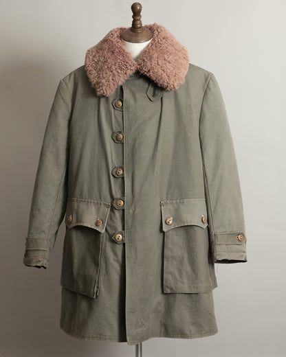 Vintage Swedish Army M1909 Shearling-Lined Field Coat – Size 46 (XL