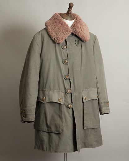Vintage Swedish Army M1909 Shearling-Lined Field Coat – Size 46 (XL