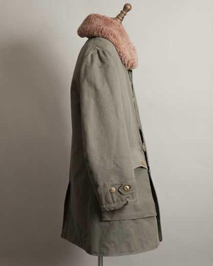 Vintage Swedish Army M1909 Shearling-Lined Field Coat – Size 46 (XL