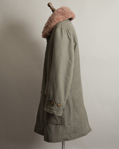 Vintage Swedish Army M1909 Shearling-Lined Field Coat – Size 46 (XL