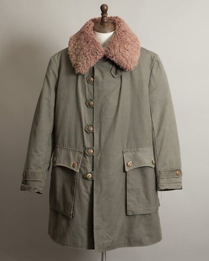 Vintage Swedish Army M1909 Shearling-Lined Field Coat – Size 46 (XL