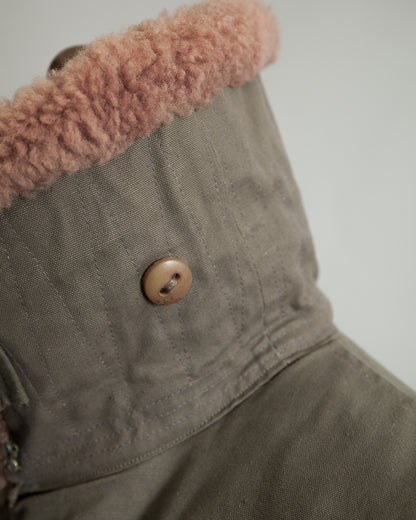 Vintage Swedish Army M1909 Shearling-Lined Field Coat – Size 46 (XL