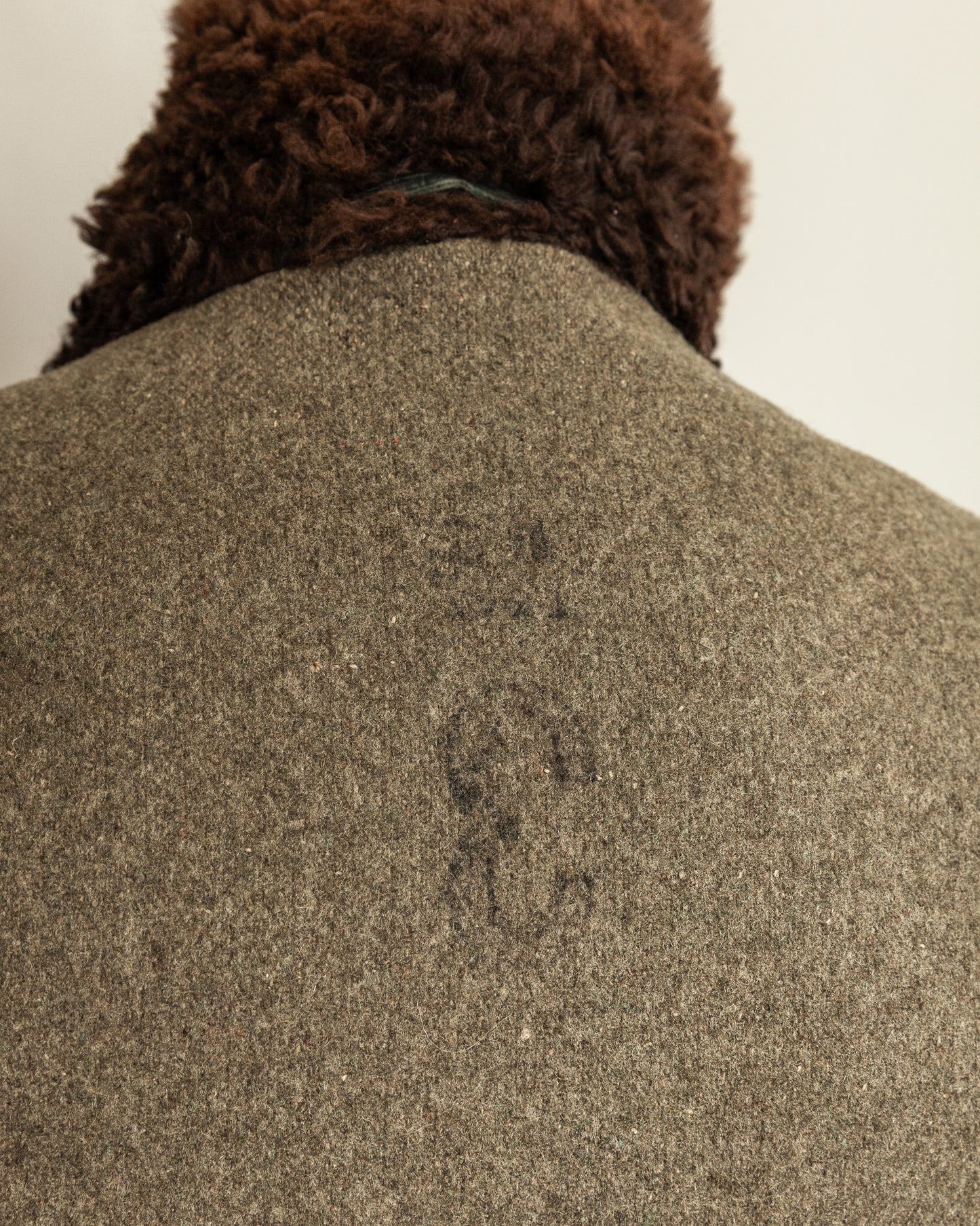 Vintage 1940s Swedish Officers Goatskin Leather Trench Coat Sheepskin Collar – Medium (42)