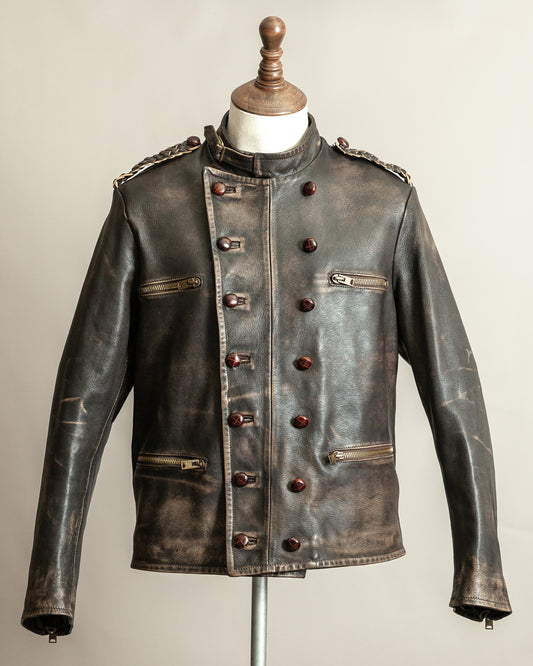 Vintage 1990s Replay Military Luftwaffe-Style Leather Jacket – Large (42)