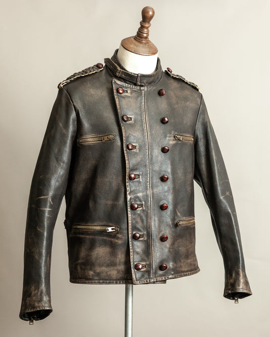 Vintage 1990s Replay Military Luftwaffe-Style Leather Jacket – Large (42)