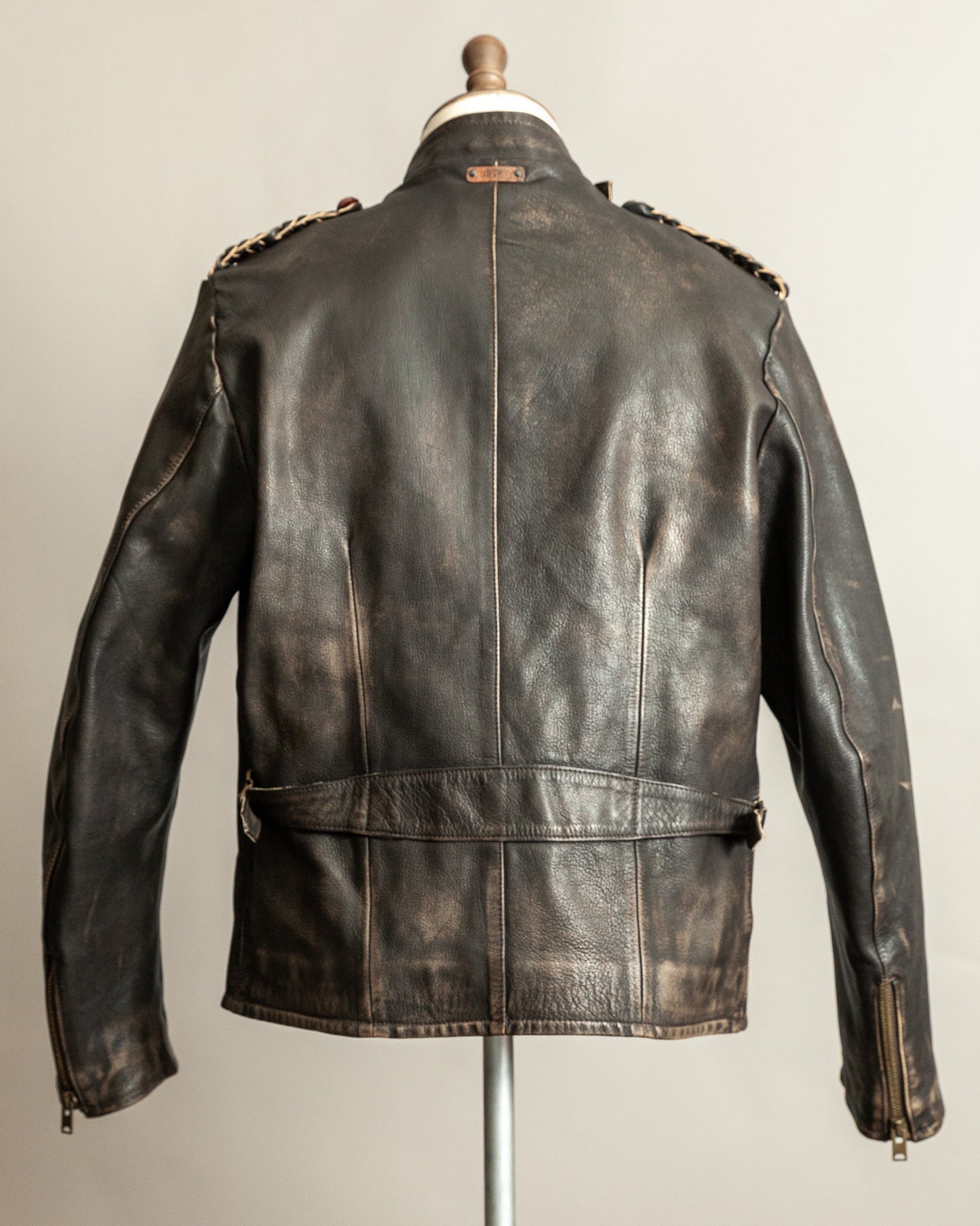 Vintage 1990s Replay Military Luftwaffe-Style Leather Jacket – Large (42)