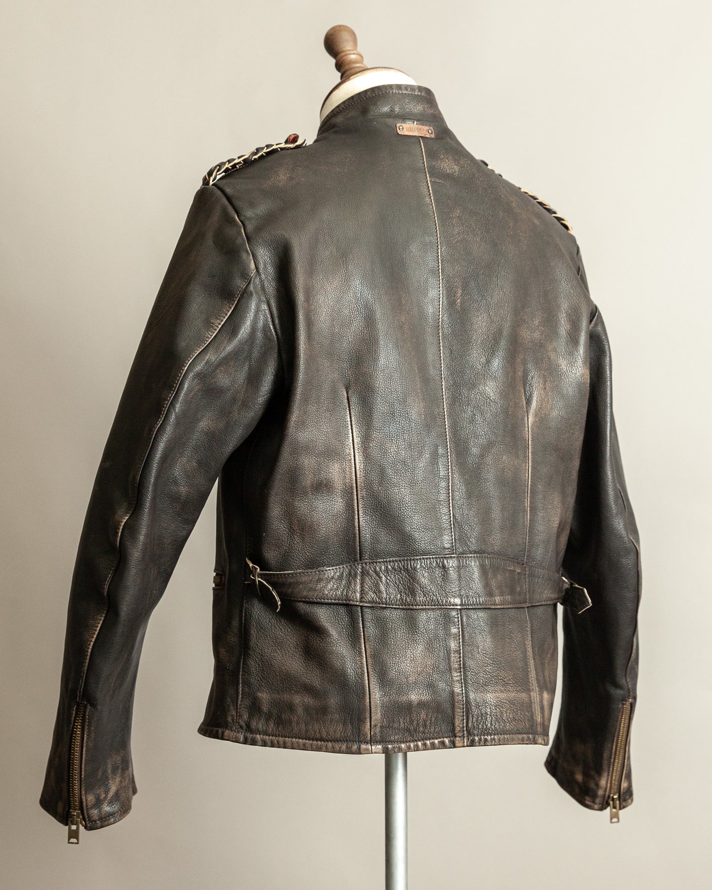 Vintage 1990s Replay Military Luftwaffe-Style Leather Jacket – Large (42)