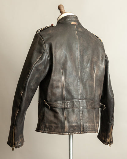 Vintage 1990s Replay Military Luftwaffe-Style Leather Jacket – Large (42)