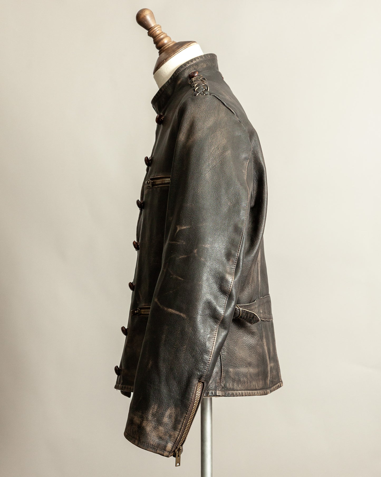 Vintage 1990s Replay Military Luftwaffe-Style Leather Jacket – Large (42)