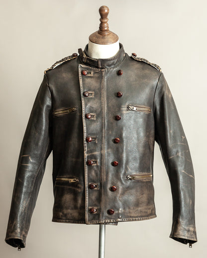 Vintage 1990s Replay Military Luftwaffe-Style Leather Jacket – Large (42)