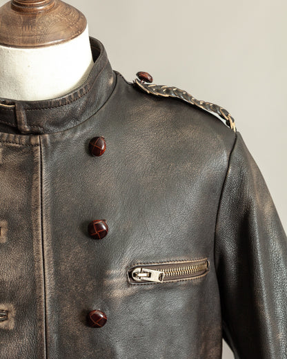 Vintage 1990s Replay Military Luftwaffe-Style Leather Jacket – Large (42)