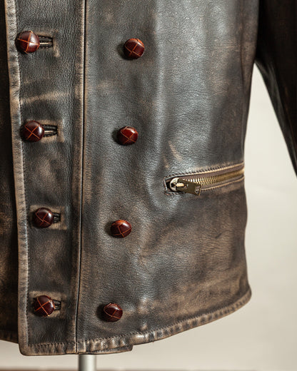 Vintage 1990s Replay Military Luftwaffe-Style Leather Jacket – Large (42)