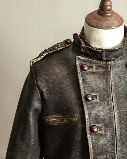 Vintage 1990s Replay Military Luftwaffe-Style Leather Jacket – Large (42)