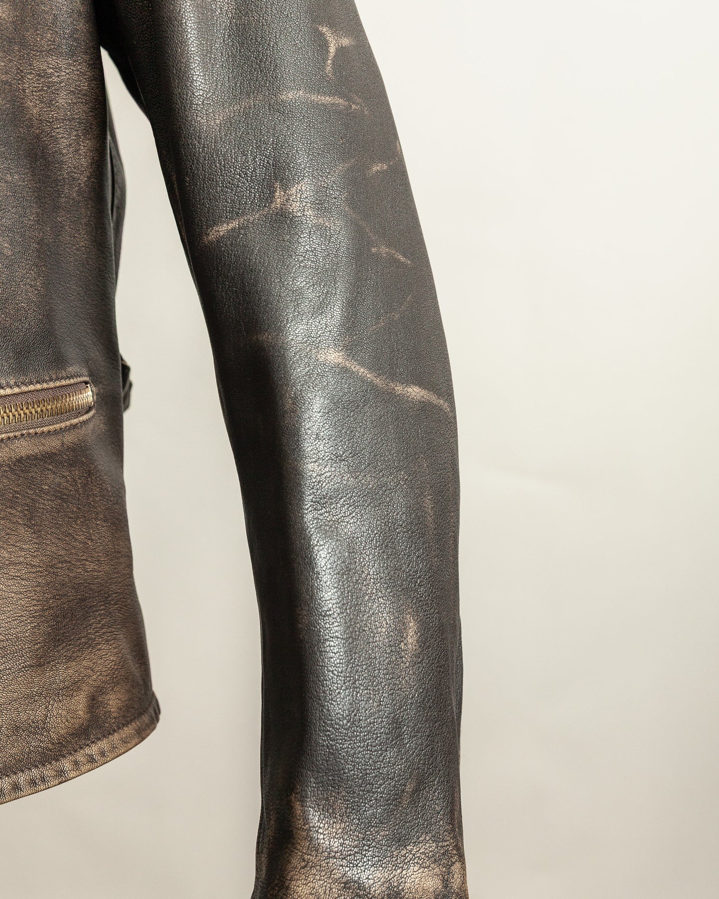 Vintage 1990s Replay Military Luftwaffe-Style Leather Jacket – Large (42)