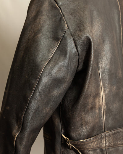 Vintage 1990s Replay Military Luftwaffe-Style Leather Jacket – Large (42)