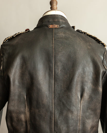 Vintage 1990s Replay Military Luftwaffe-Style Leather Jacket – Large (42)