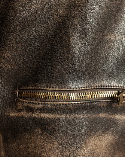 Vintage 1990s Replay Military Luftwaffe-Style Leather Jacket – Large (42)