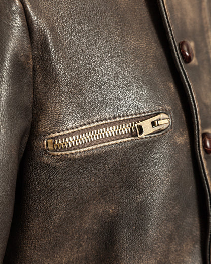 Vintage 1990s Replay Military Luftwaffe-Style Leather Jacket – Large (42)