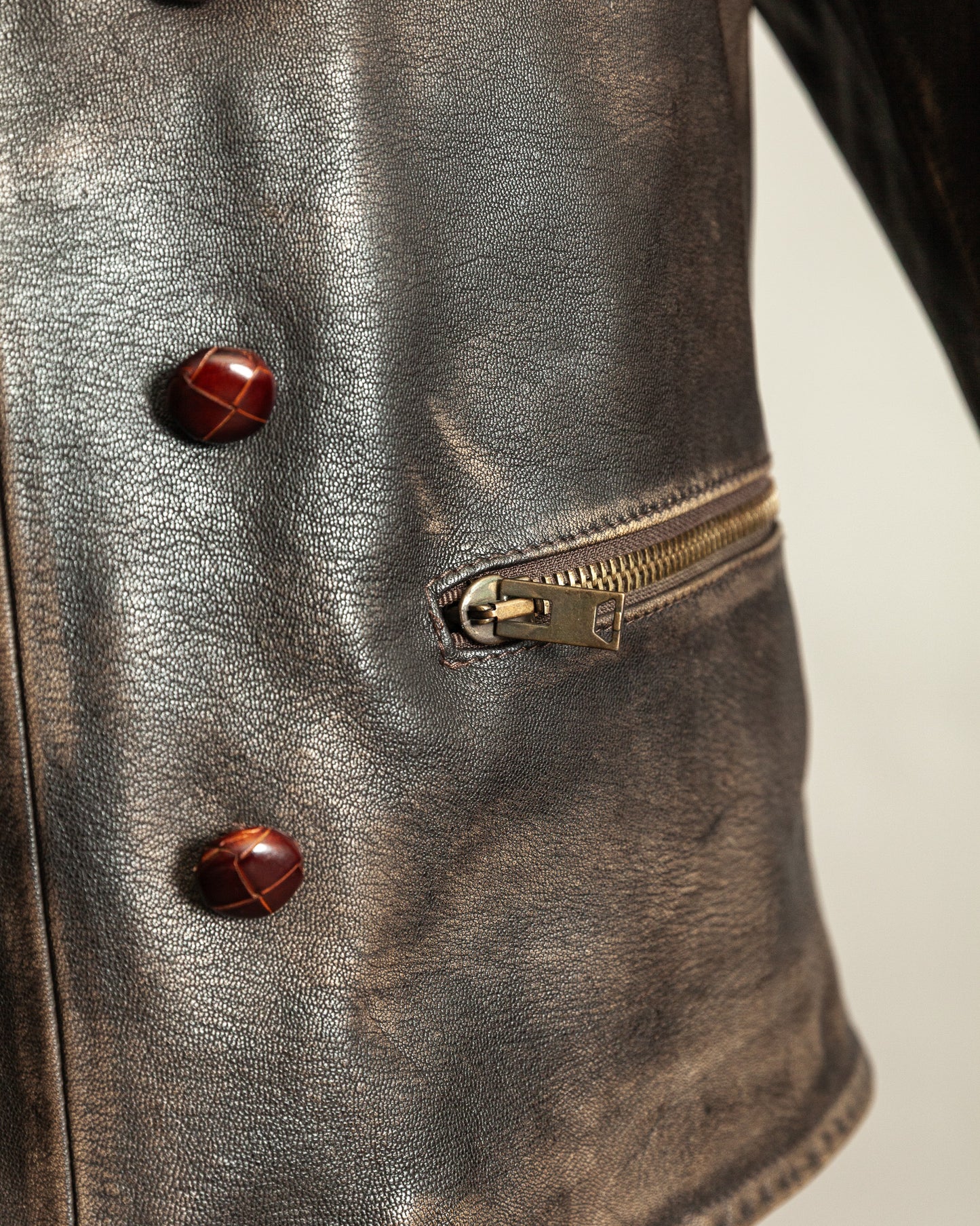 Vintage 1990s Replay Military Luftwaffe-Style Leather Jacket – Large (42)