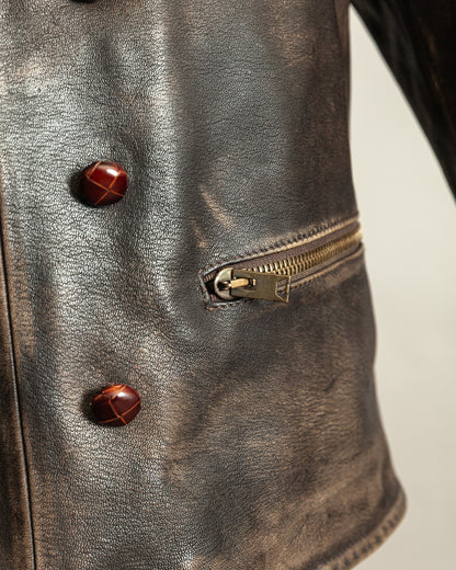 Vintage 1990s Replay Military Luftwaffe-Style Leather Jacket – Large (42)