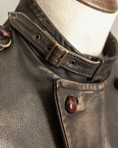 Vintage 1990s Replay Military Luftwaffe-Style Leather Jacket – Large (42)