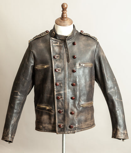 Vintage 1990s Replay Military Luftwaffe-Style Leather Jacket – Large (42)