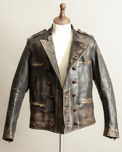 Vintage 1990s Replay Military Luftwaffe-Style Leather Jacket – Large (42)