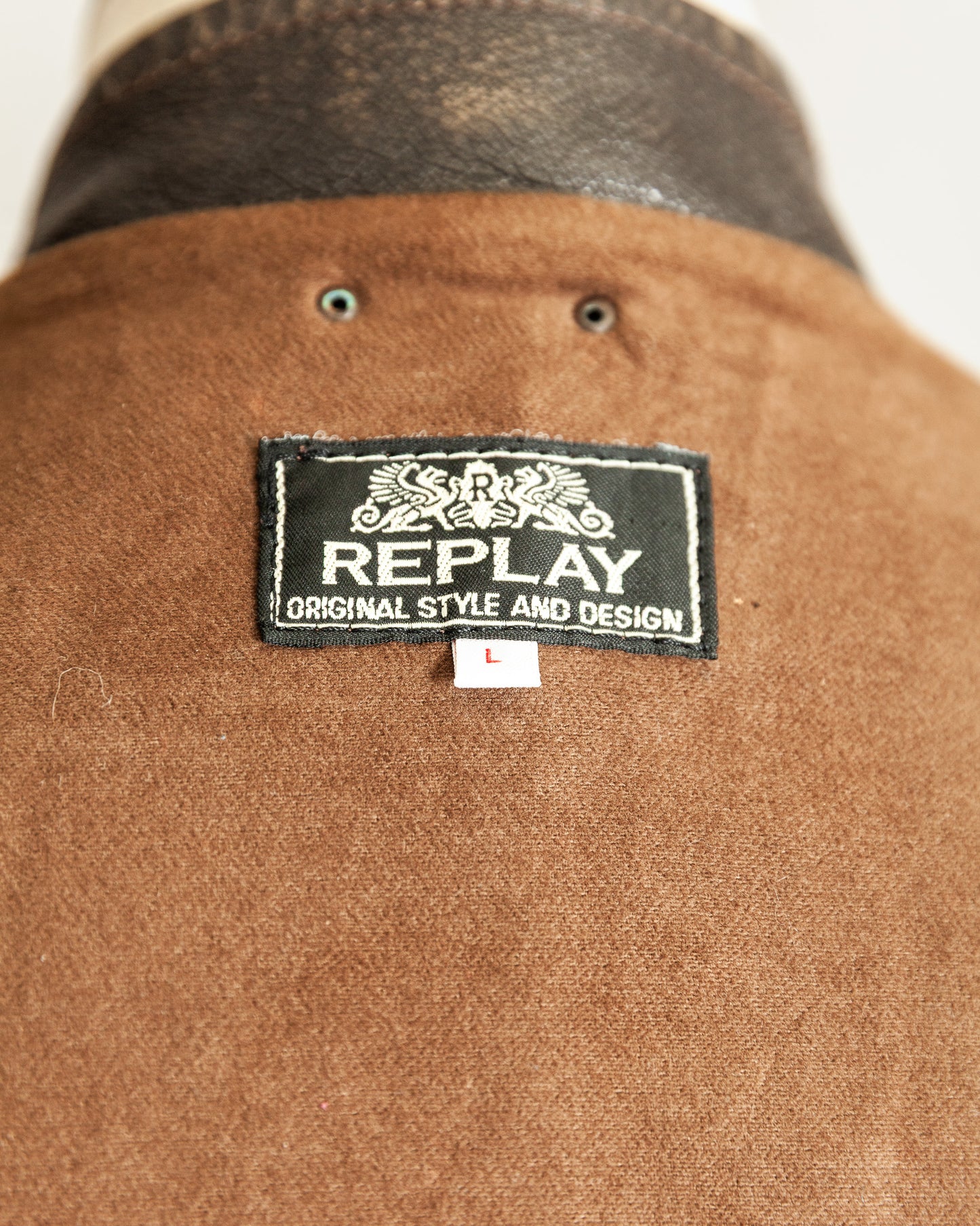 Vintage 1990s Replay Military Luftwaffe-Style Leather Jacket – Large (42)