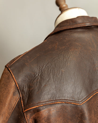 Vintage 1940s French Leather Motorist Car Coat Belted Jacket Medium (42)