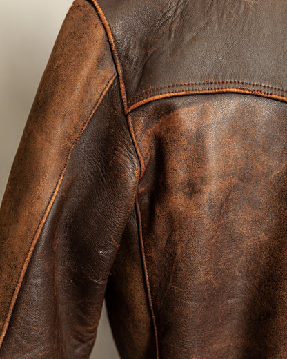 Vintage 1940s French Leather Motorist Car Coat Belted Jacket Medium (42)