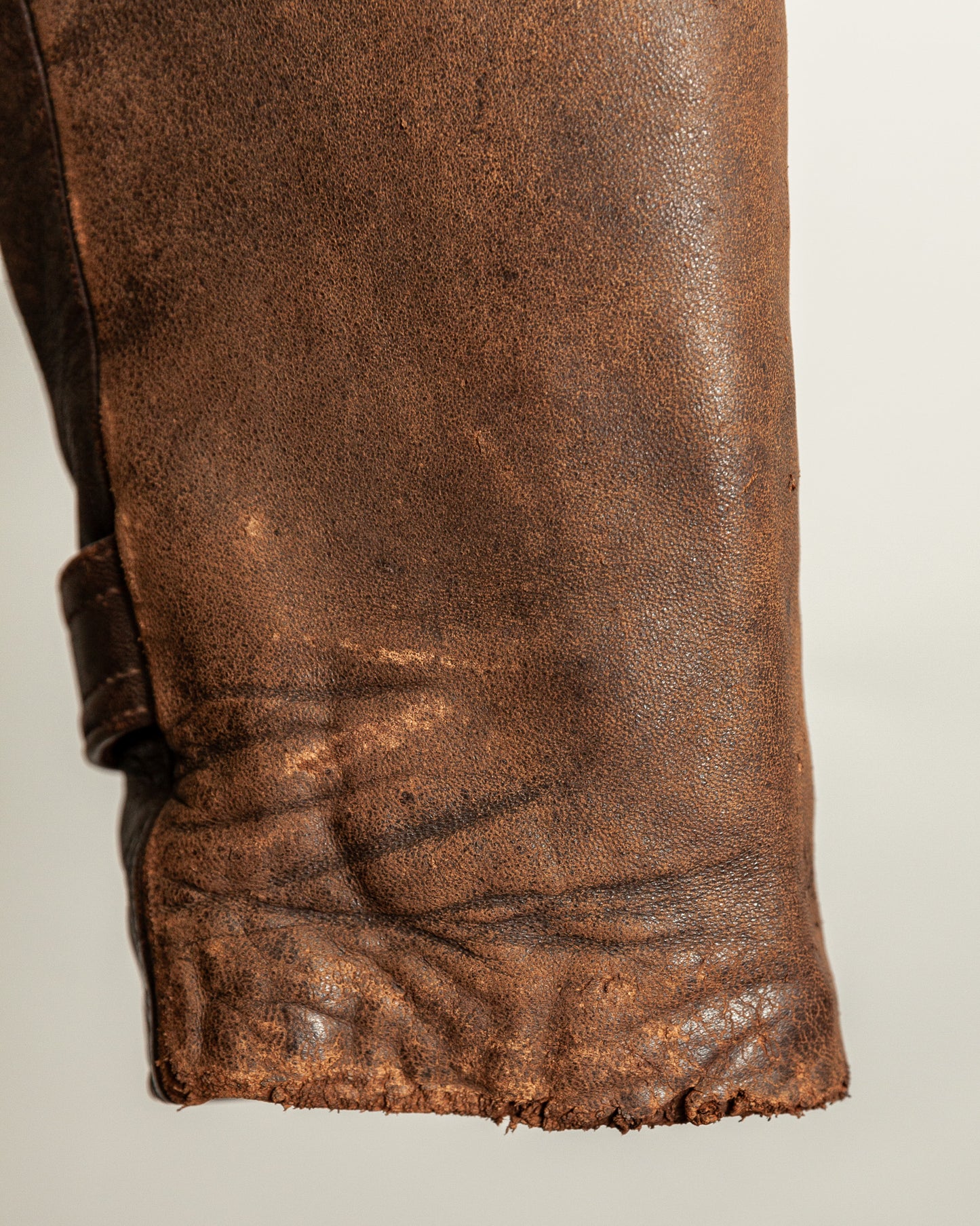 Vintage 1940s French Leather Motorist Car Coat Belted Jacket Medium (42)