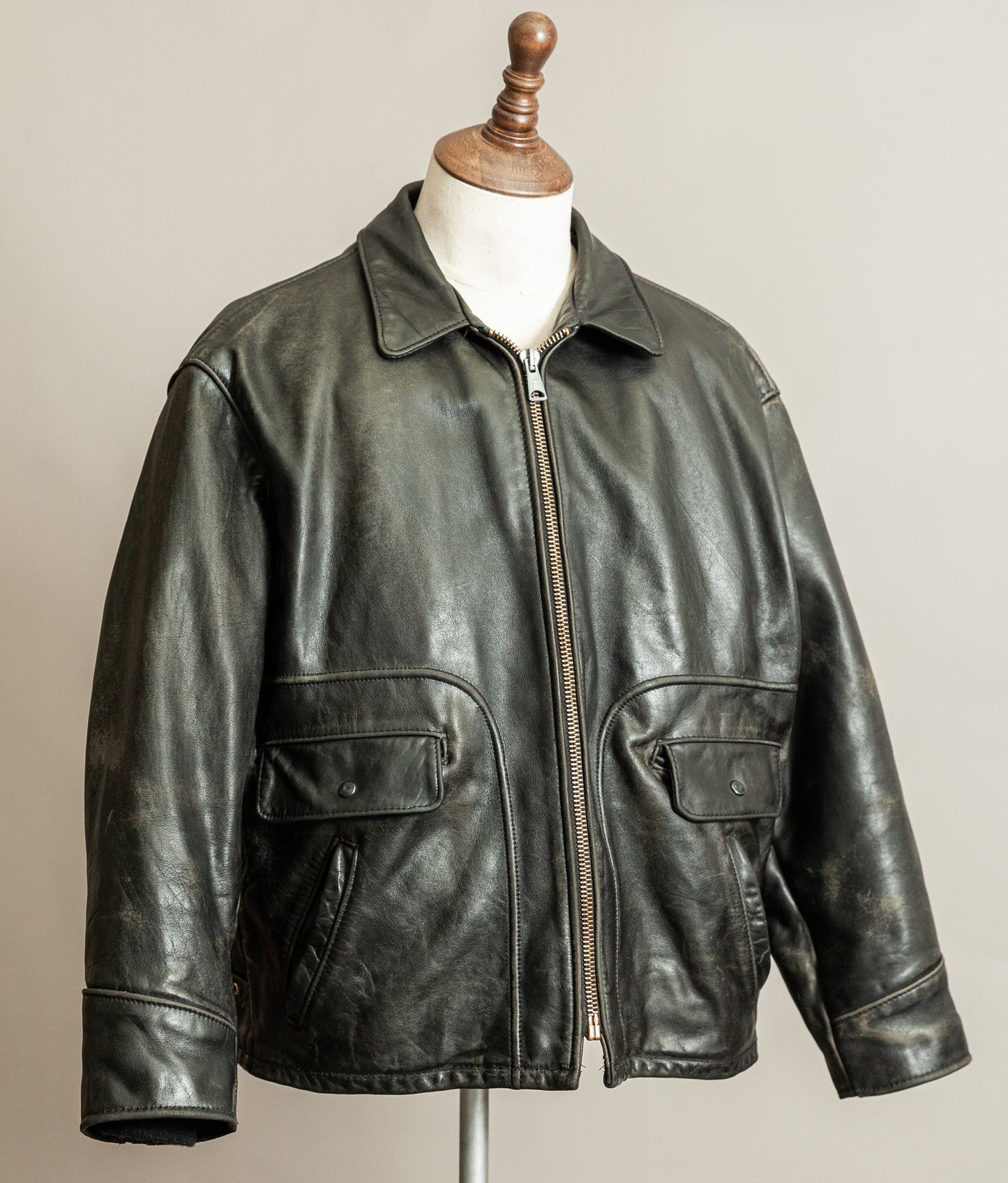 Vintage 1990s Schott NYC 693 Highwayman Leather Jacket USA Made – Size 52 (2XL)