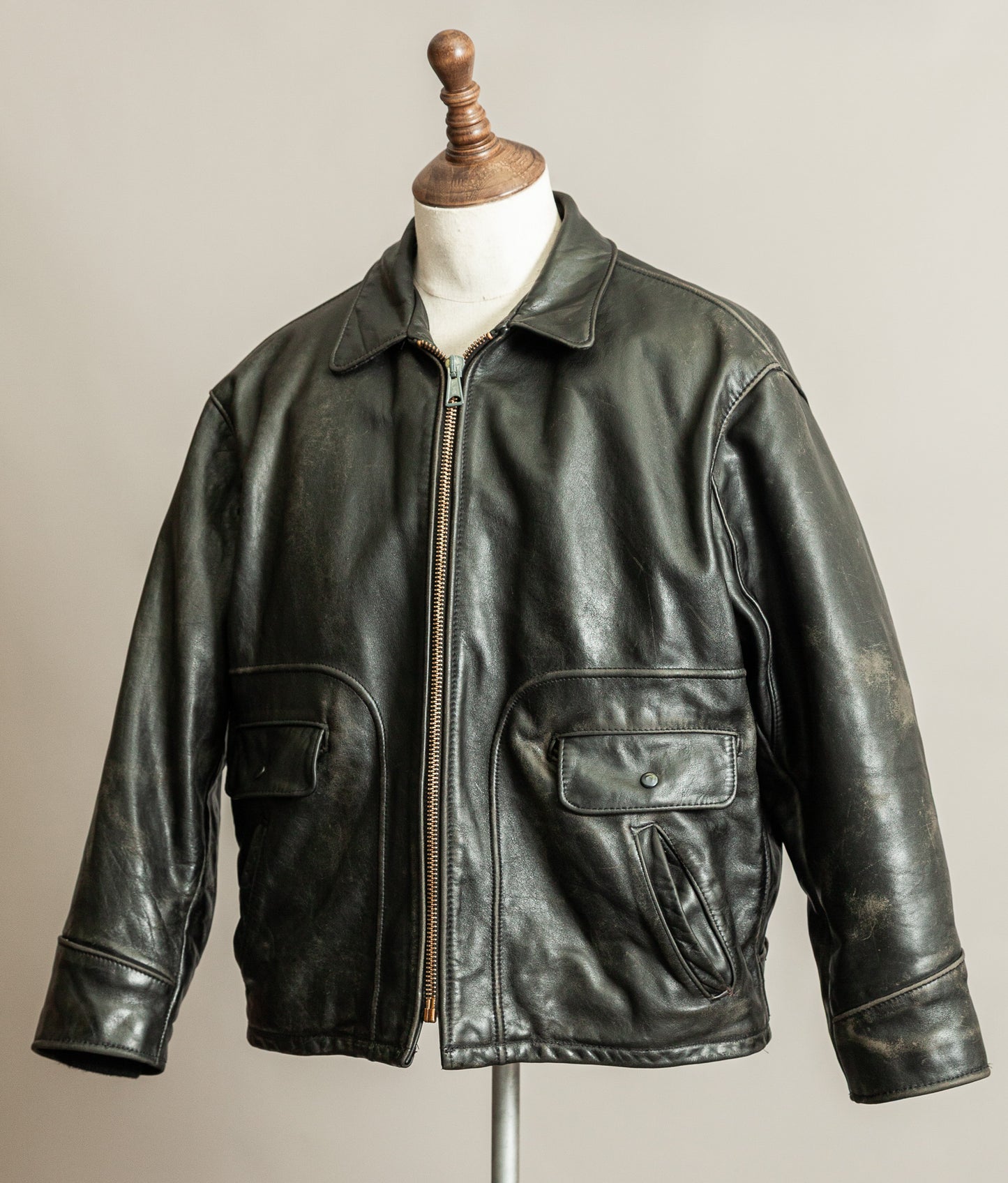 Vintage 1990s Schott NYC 693 Highwayman Leather Jacket USA Made – Size 52 (2XL)