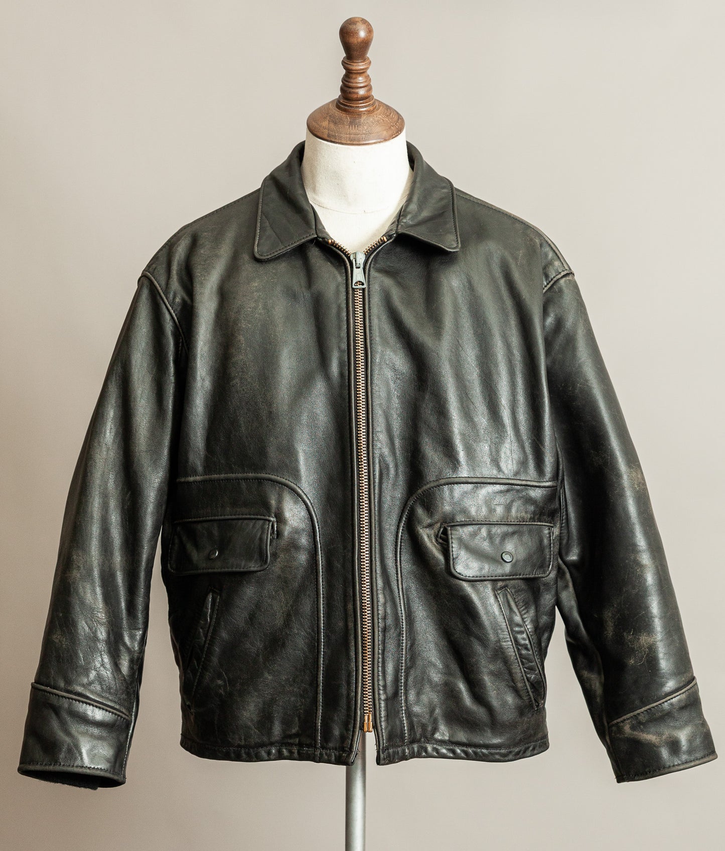 Vintage 1990s Schott NYC 693 Highwayman Leather Jacket USA Made – Size 52 (2XL)