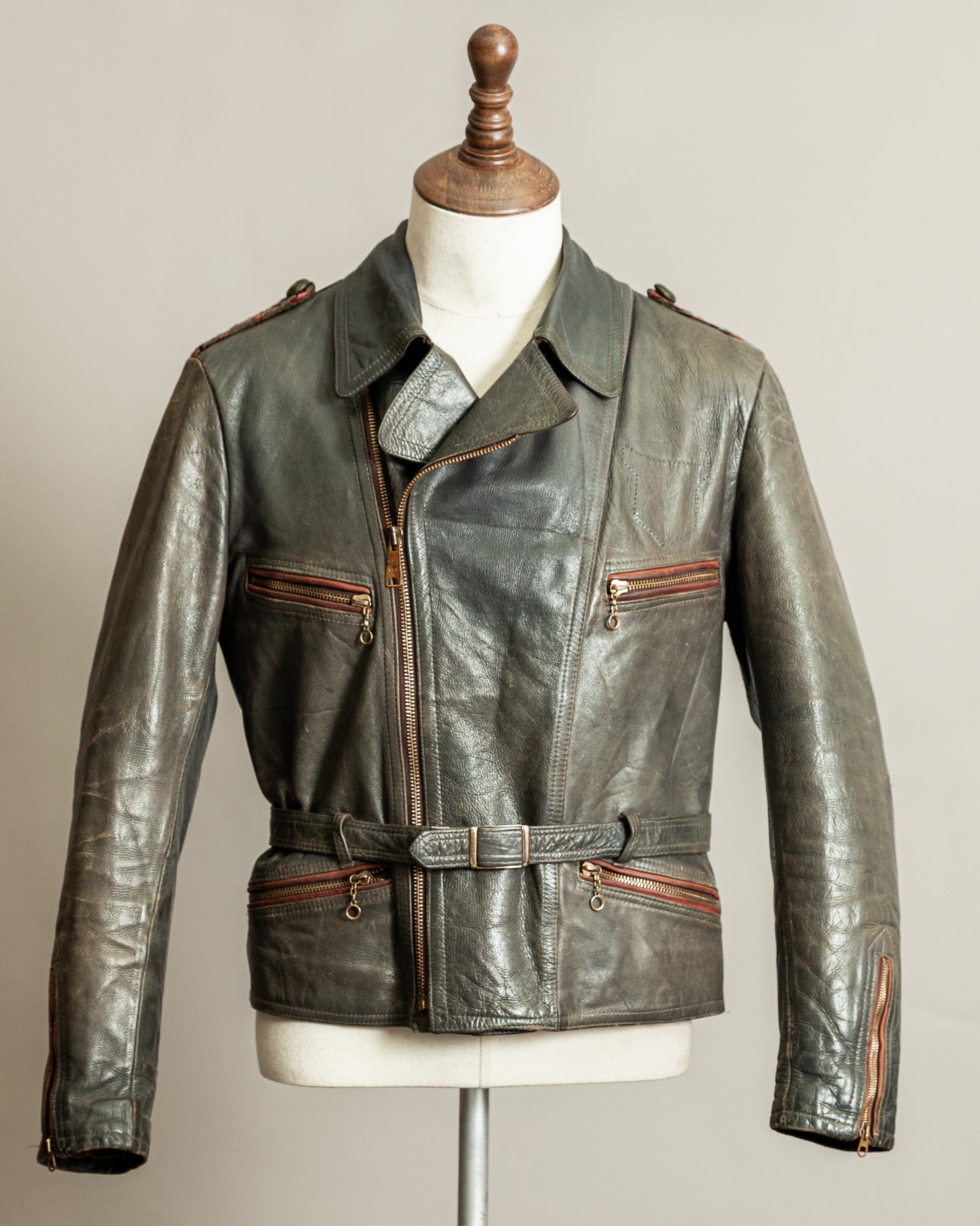 Vintage Late 1940s–1950s Haelson Motorcycle Leather Jacket– Small (38–40)