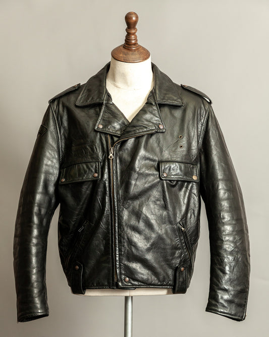 Vintage 1990s Diesel “U.S. State Guard” Leather Biker Jacket – Large (44)