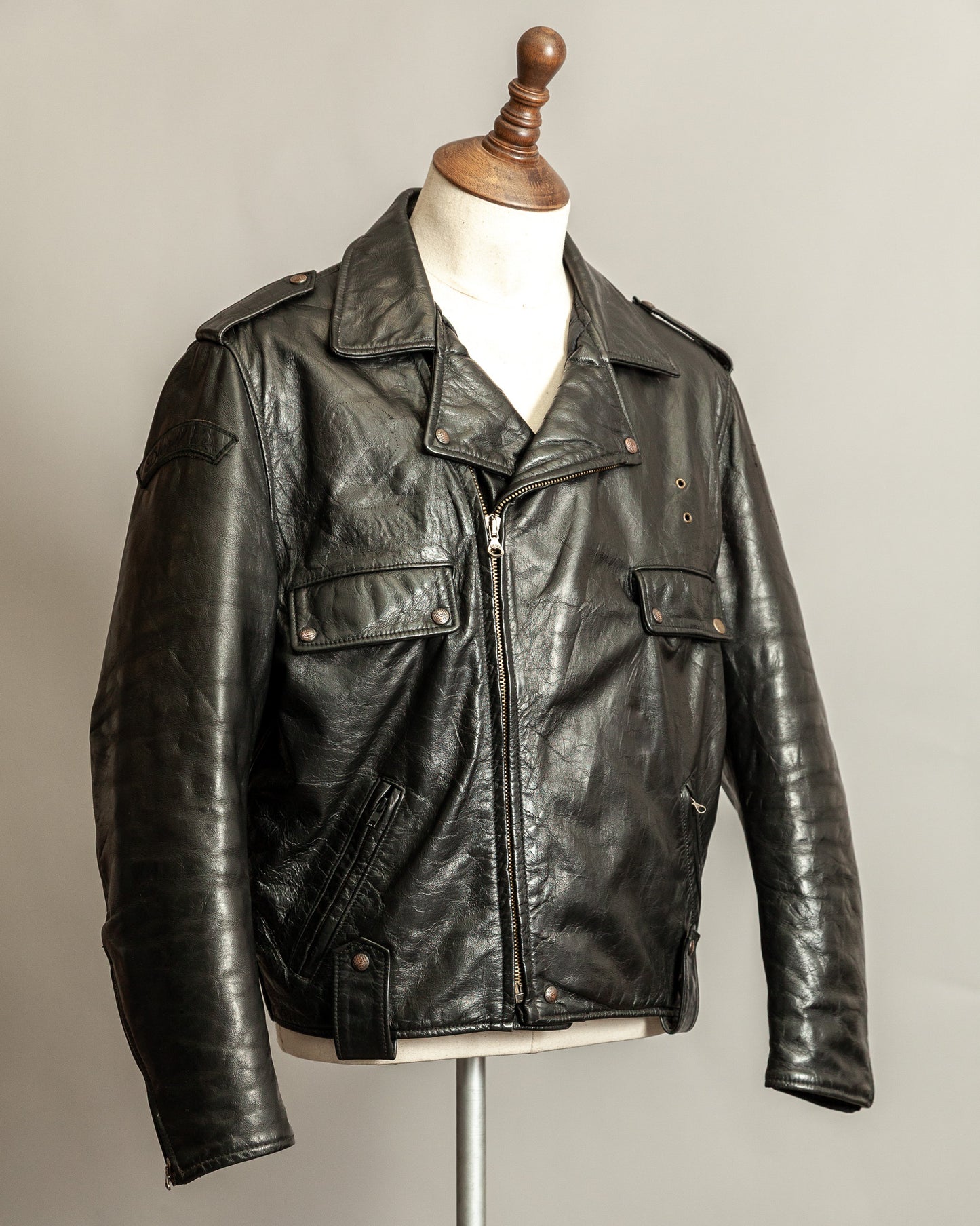 Vintage 1990s Diesel “U.S. State Guard” Leather Biker Jacket – Large (44)