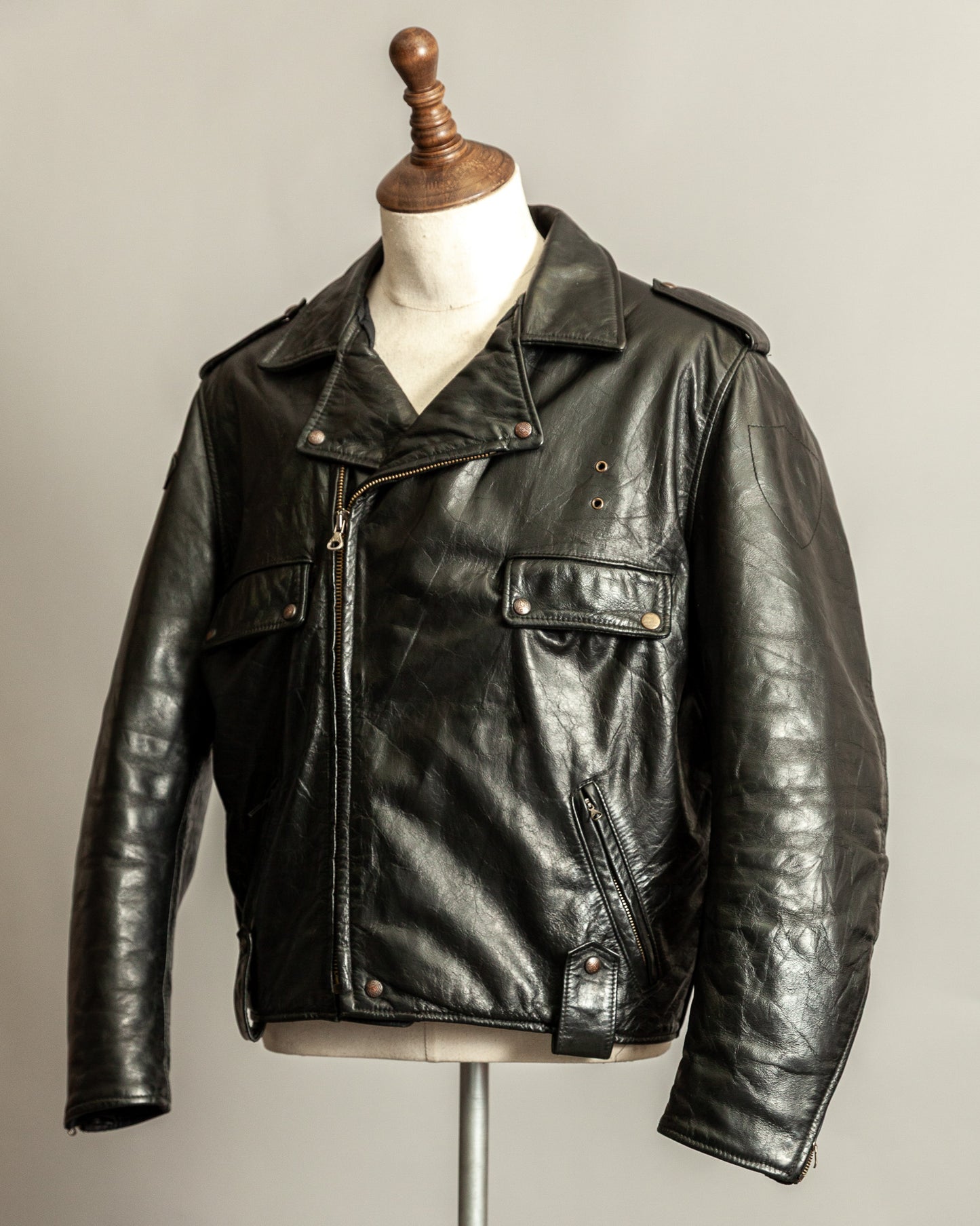 Vintage 1990s Diesel “U.S. State Guard” Leather Biker Jacket – Large (44)