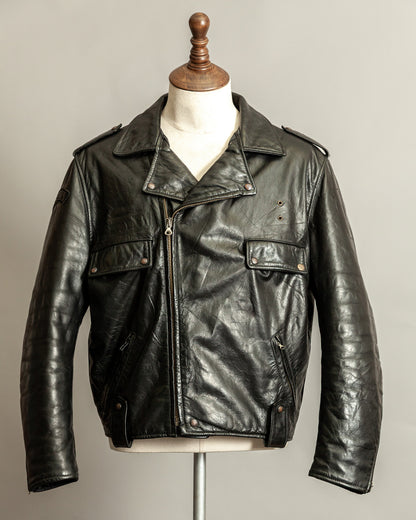 Vintage 1990s Diesel “U.S. State Guard” Leather Biker Jacket – Large (44)