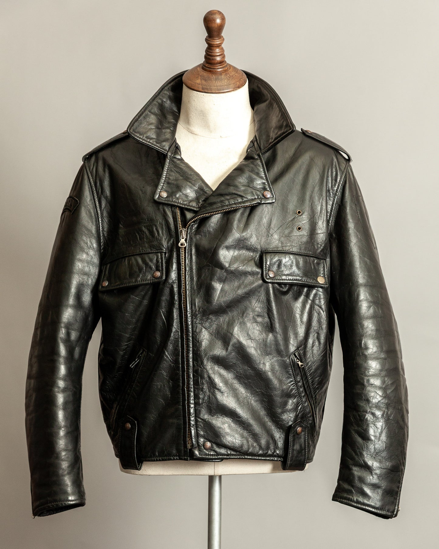 Vintage 1990s Diesel “U.S. State Guard” Leather Biker Jacket – Large (44)