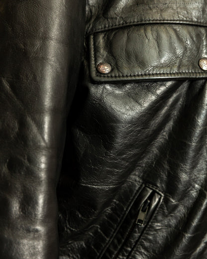 Vintage 1990s Diesel “U.S. State Guard” Leather Biker Jacket – Large (44)