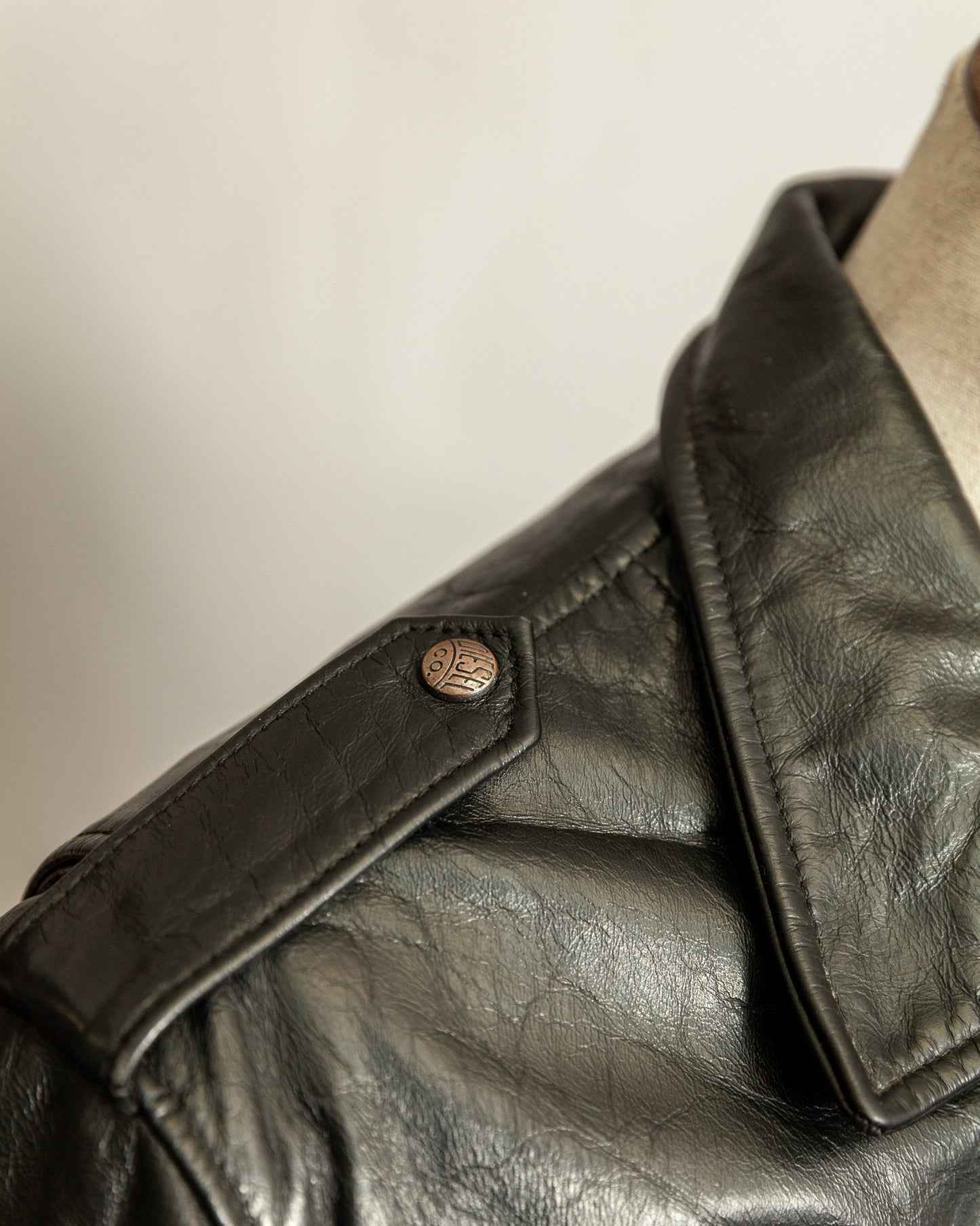 Vintage 1990s Diesel “U.S. State Guard” Leather Biker Jacket – Large (44)