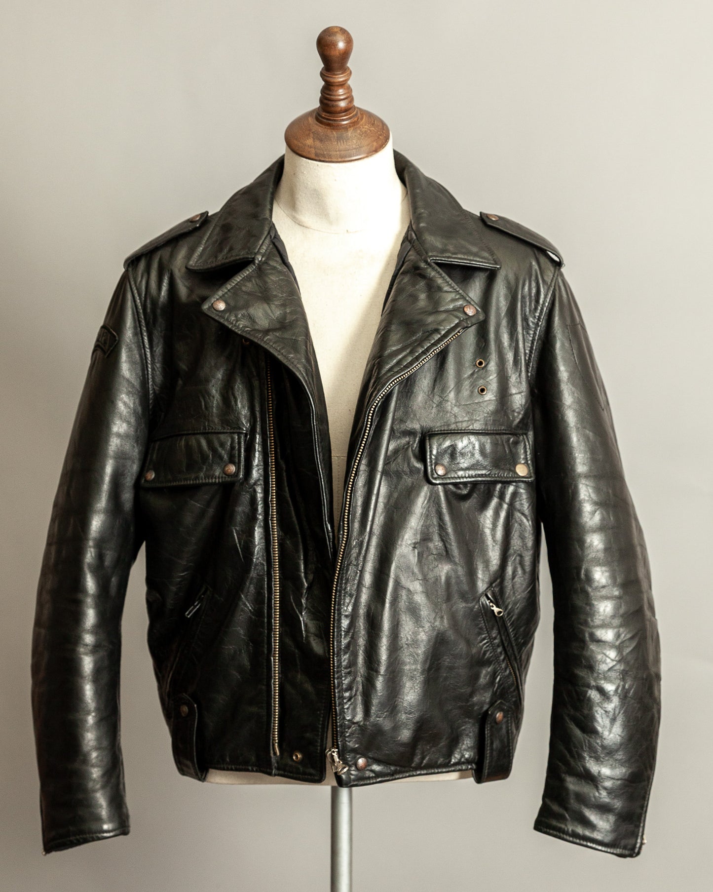 Vintage 1990s Diesel “U.S. State Guard” Leather Biker Jacket – Large (44)