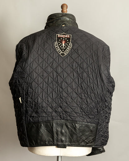 Vintage 1990s Diesel “U.S. State Guard” Leather Biker Jacket – Large (44)