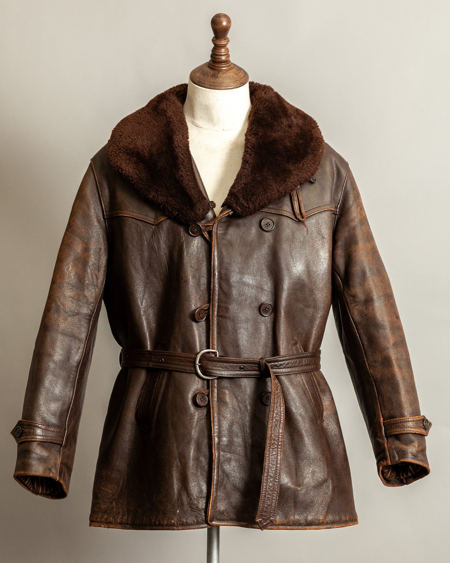 Vintage 1940s French “Le Cuir du Centaure” Leather Motorcycle Jacket – Large (44)