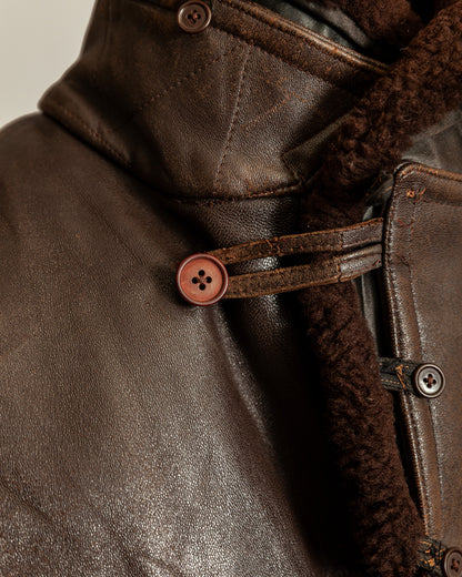 Vintage 1940s French “Le Cuir du Centaure” Leather Motorcycle Jacket – Large (44)